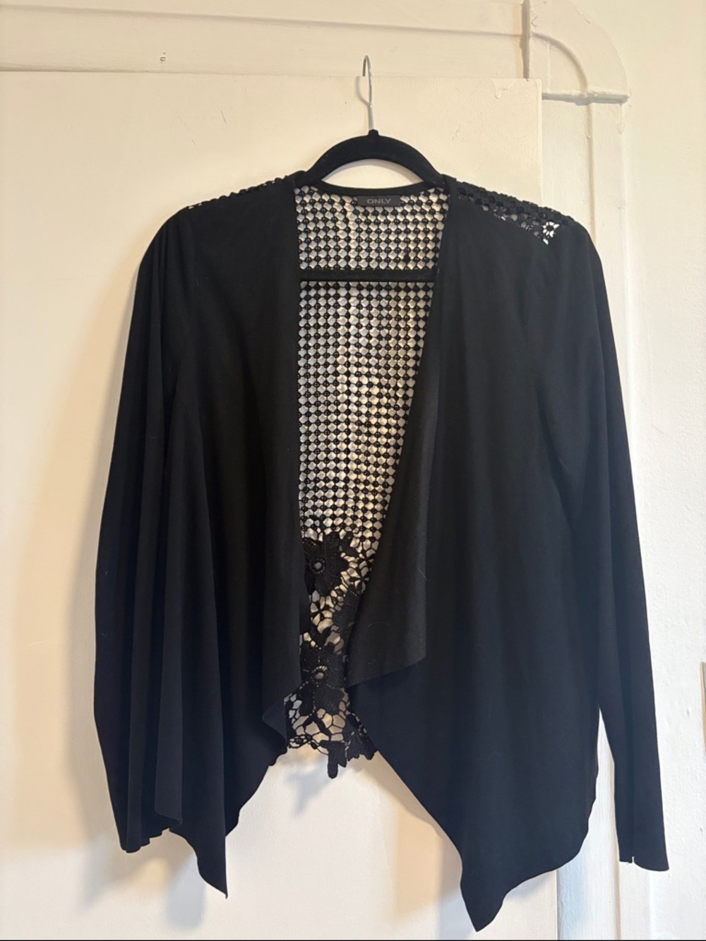 ONLY Black Lace-Back Draped Cardigan